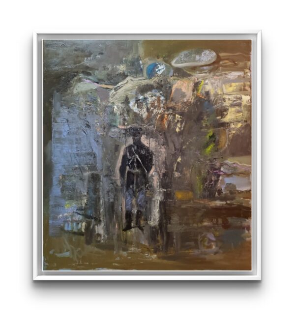 Bewölkte Landschaft mit gefälschtem Spielzeug in der Mitte